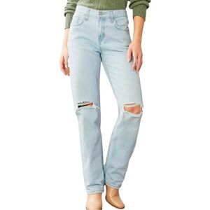 Levi’s Low Pro Straight Jeans Women’s 32 Charlie Won Light Wash Distressed Denim